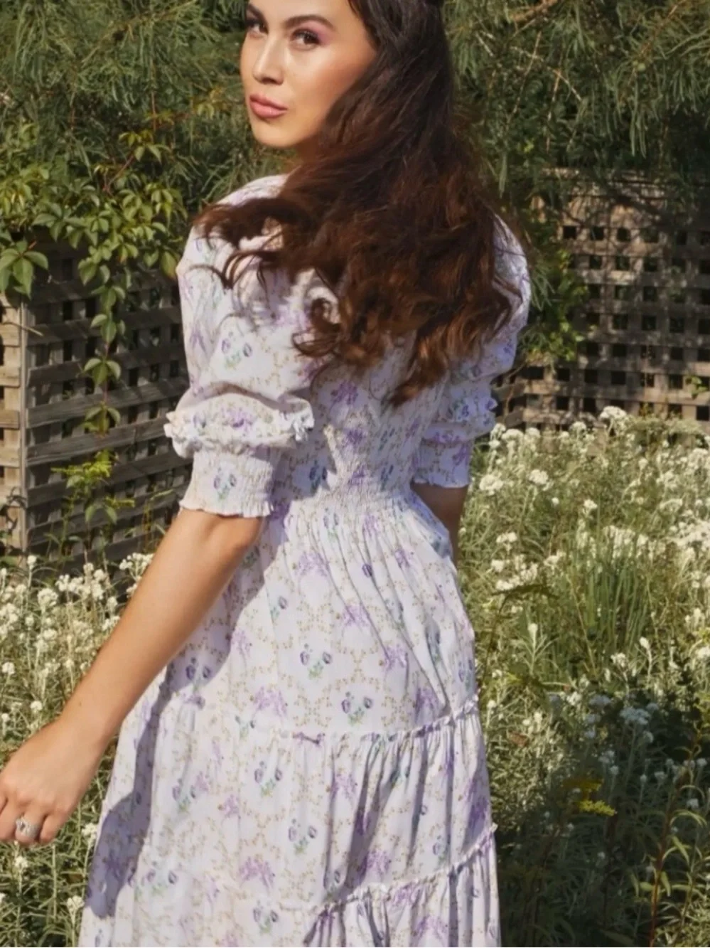 Hill House x Bridgerton x Phenomenal Nesli Nap Dress Whistledown Trellis Sz M - Picture 5 of 10